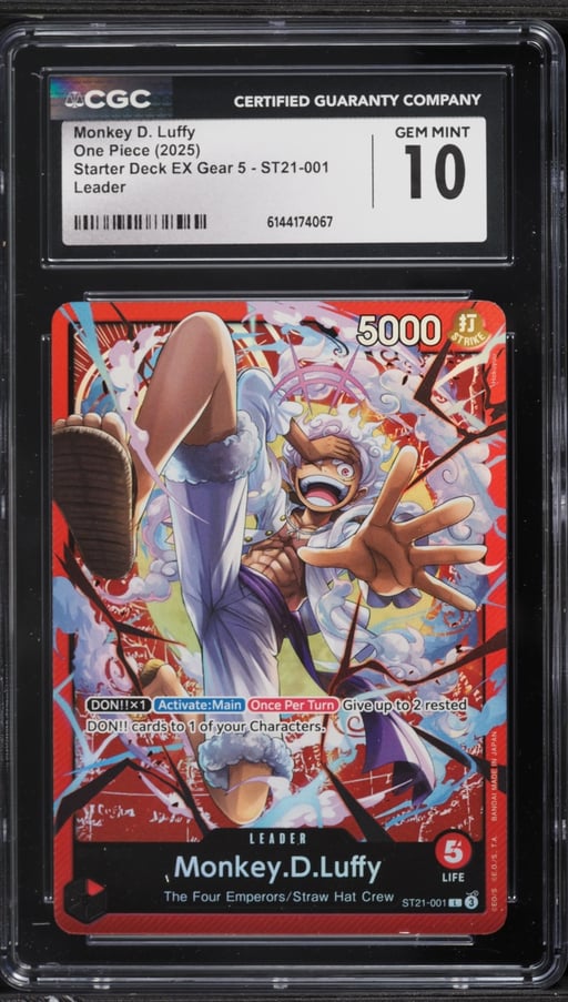 2025 One Piece Starter Deck EX Gear 5 Leader Monkey D. Luffy #ST21-001 CGC 10 GEM MINT