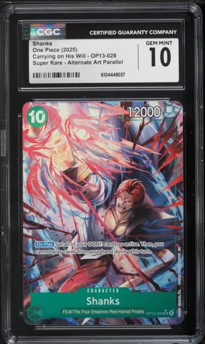 2025 One Piece Carrying On His Will Alt Art SR Shanks #OP13-028 CGC 10 GEM MINT