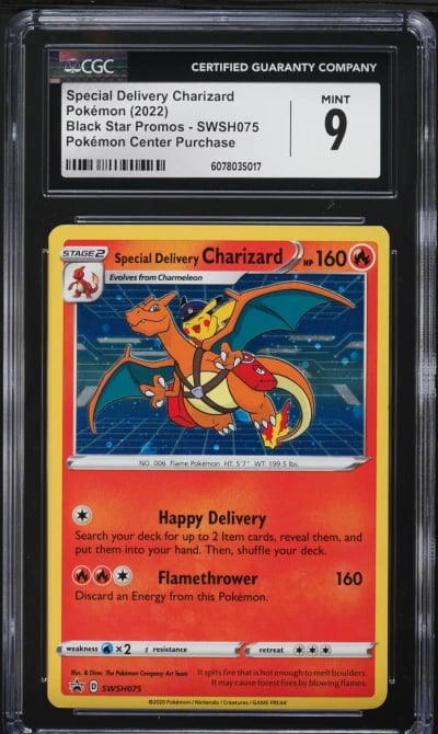 2022 Pokemon SWSH Black Star Promo Center Holo Special Delivery Charizard CGC 9