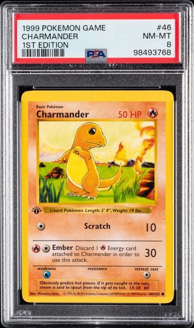 1999 POKEMON GAME #46 CHARMANDER 1ST EDITION PSA 8