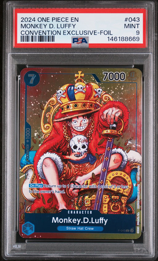 2024 ONE PIECE PROMOS 043 MONKEY D. LUFFY CONVENTION EXCLUSIVE-FOIL PSA 9