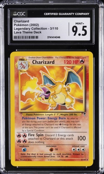 2002 POKEMON LEGENDARY COLLECTION LAVA THEME DECK #3 CHARIZARD CGC 9.5