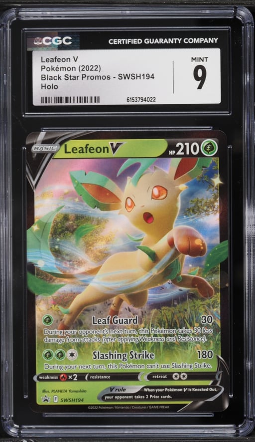 2022 Pokemon Sword & Shield Black Star Promo Holo Leafeon V #SWSH194 CGC 9 MINT