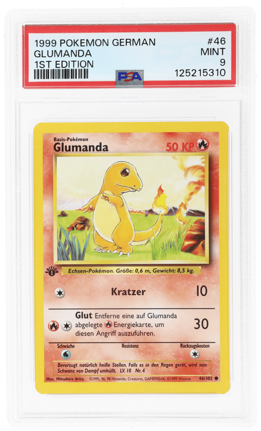 1999 Pokemon Base Set German 1st Edition Charmander #46 PSA 9