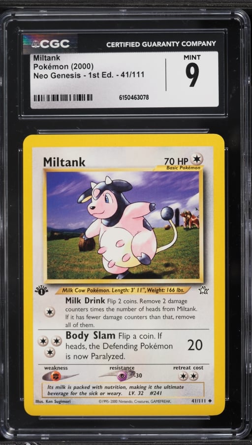 2000 Pokemon Neo Genesis 1st Edition Miltank #41 CGC 9 MINT