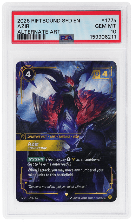 2026 Riftbound League of Legends Spiritforged Sovereign Alternate Art Azir #177a PSA 10