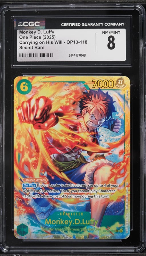 2025 One Piece Carrying On His Will SEC Monkey D. Luffy #OP13-118 CGC 8 NM-MT