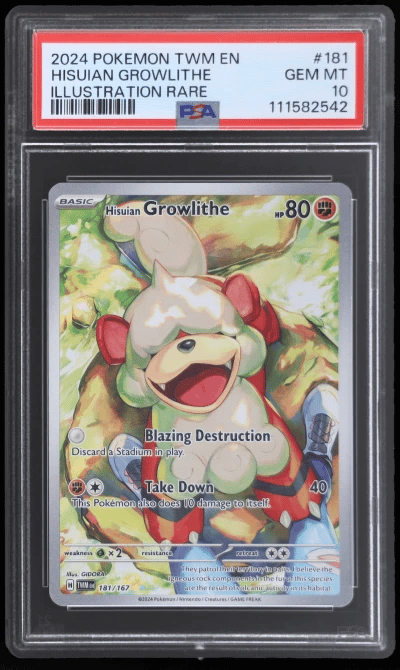 2024 Pokemon Scarlet and Violet Twilight Masquerade Illustration Rare Hisuian Growlithe #181 PSA 10