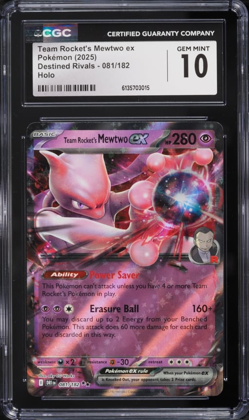 2025 Pokemon Scarlet & Violet Destined Rivals Holo Team Rocket's Mewtwo ex #81 CGC 10 GEM MINT