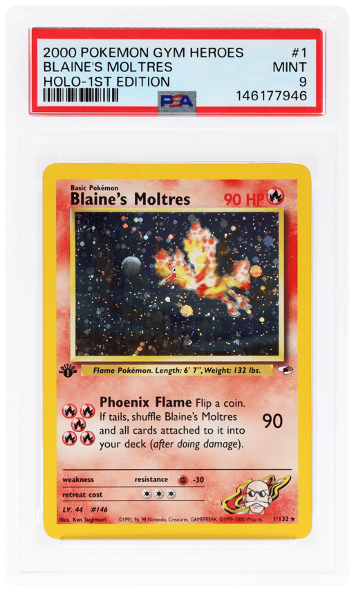 2000 Pokemon Gym Heroes 1st Edition Holo Blaine's Moltres #1 PSA 9