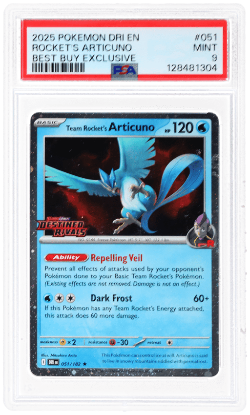 2025 Pokemon Scarlet and Violet Destined Rivals Best Buy Exclusive Team Rocket's Articuno #051 PSA 9