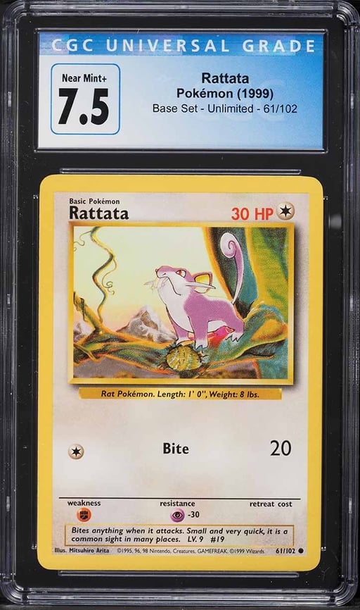 1999 Pokemon Base Set Rattata #61 CGC 7.5 NRMT+