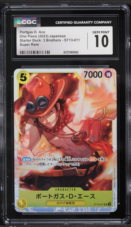 2023 One Piece Japanese Starter Deck 3 Brothers SR Portgas D. Ace #ST13-011 CGC 10 GEM MINT