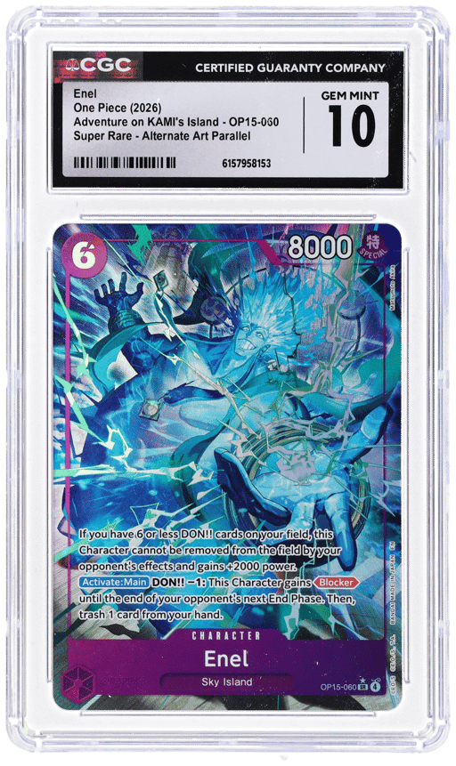 2026 One Piece Card Game Adventures On Kami's Island Super Rare Alternate Art Parallel Enel #OP15060 CGC 10