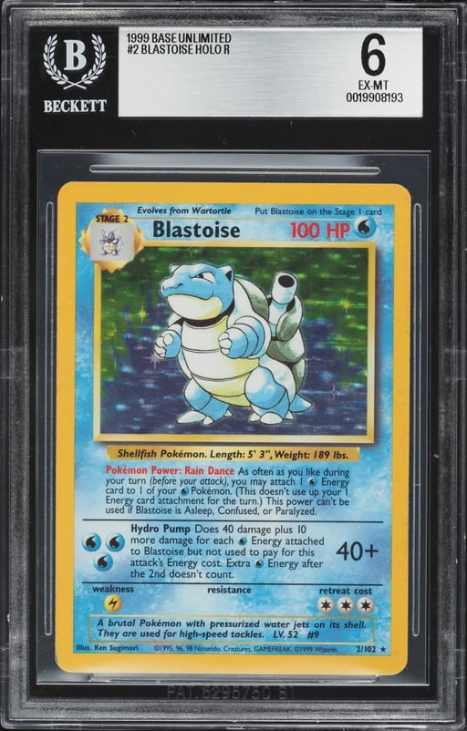 1999 Pokemon Base Set Holo Blastoise #2 BGS 6 EXMT
