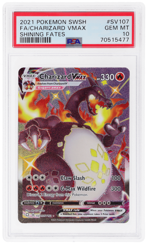 2021 Pokemon Sword and Shield Shining Fates Charizard Vmax #SV107 PSA 10