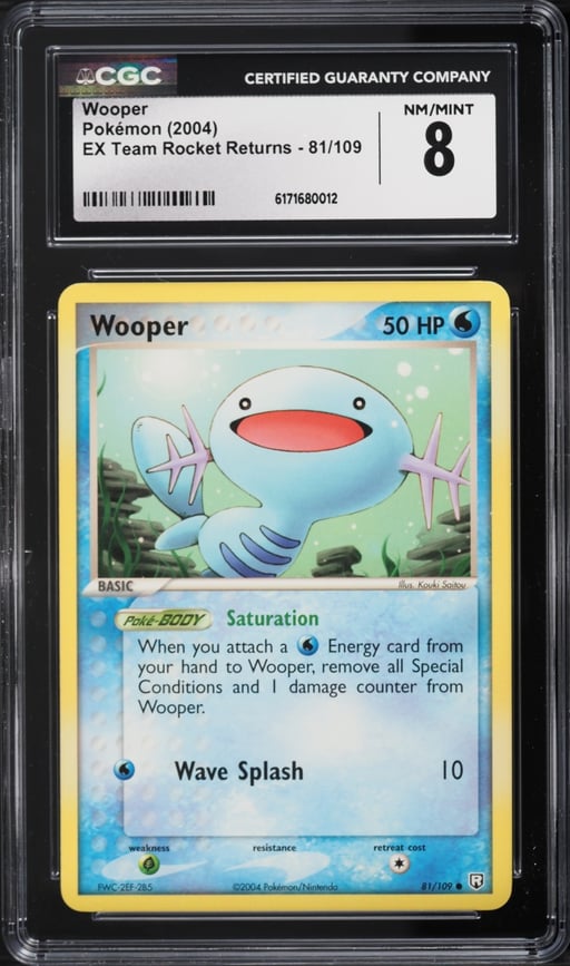 2004 Pokemon EX Team Rocket Returns Wooper #81 CGC 8 NM-MT