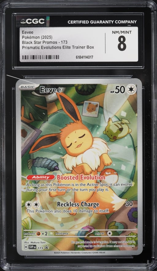 2025 Pokemon Scarlet & Violet Promo Prismatic Evolutions ETB FA Eevee #173 CGC 8 NM-MT