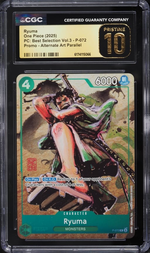 2025 One Piece Promo Premium Collection Best Selection Vol. 3 Alt Art Ryuma CGC 10 PRISTINE