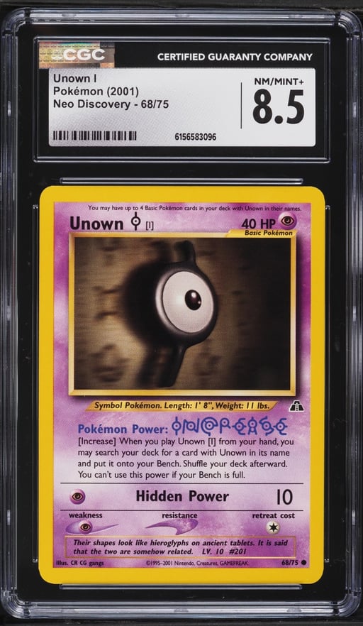 2001 Pokemon Neo Discovery Unown I #68 CGC 8.5 NM-MT+