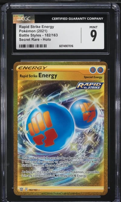 2021 Pokemon SWSH Battle Styles Hyper Rare Rapid Strike Energy #182 CGC 9 MINT