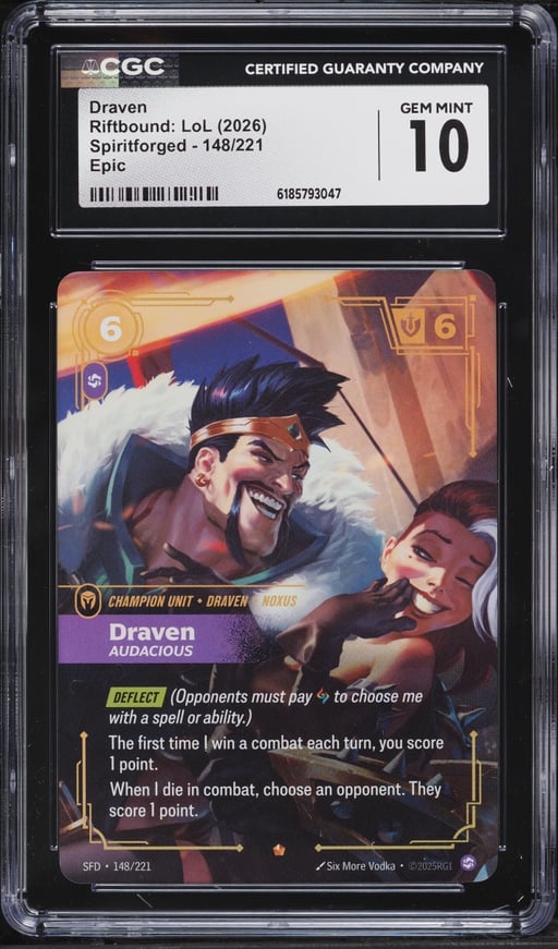 2026 Riftbound League Of Legends LoL Spiritforged Draven #148 CGC 10 GEM MINT