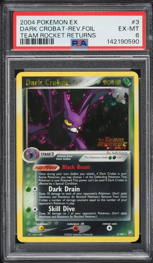 2004 Pokemon EX Team Rocket Returns Reverse Holo Dark Crobat #3 PSA 6 EXMT