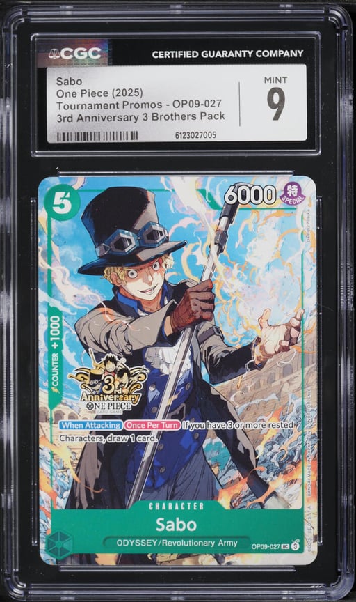 2025 One Piece Promo 3rd Anniversary 3 Brothers Pack Sabo #OP09-027 CGC 9 MINT