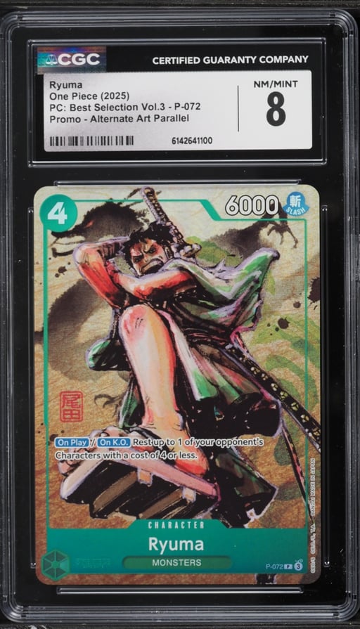 2025 One Piece Promo Premium Best Selection Vol. 3 Alt Art Ryuma #P-0 72 CGC 8 NM-MT