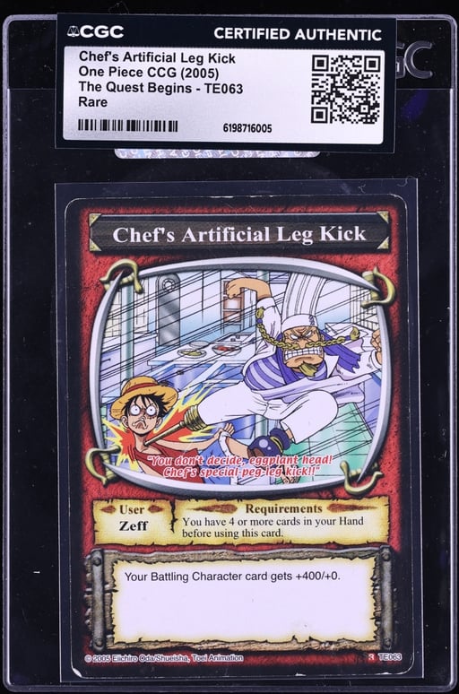 2005 One Piece The Quest Begins Chef's Artificial Leg Kick #TE063 CGC AUTH