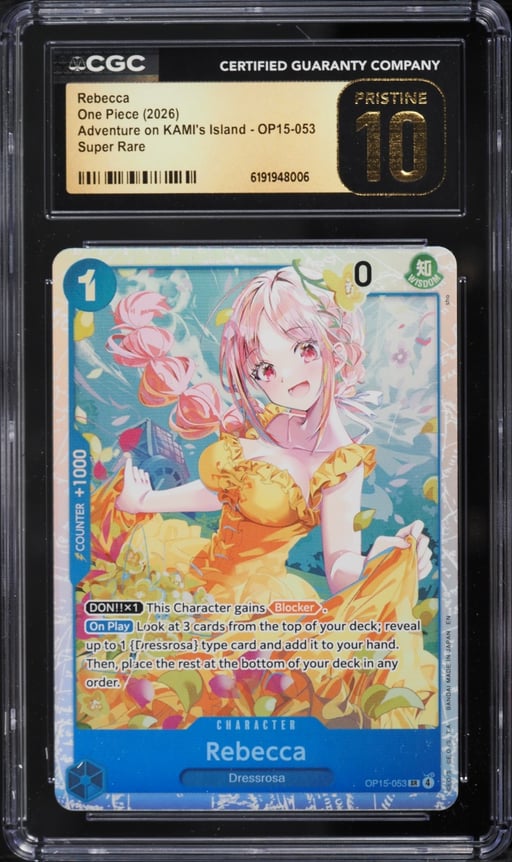 2026 One Piece Japanese Adventure On KAMI's Island Rebecca #OP15-053 CGC 10 PRISTINE