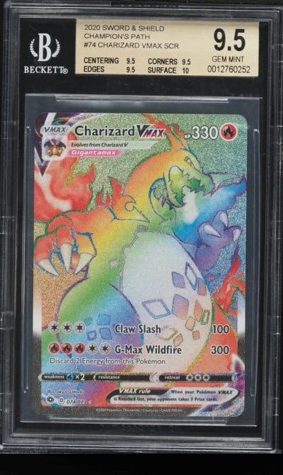 2020 Pokemon SWSH Champions Path Rainbow Rare Charizard VMAX #74 BGS 9.5 GEM MINT