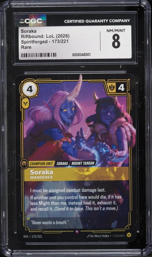 2026 Riftbound League Of Legends LoL Spiritforged Soraka #173 CGC 8 NM-MT