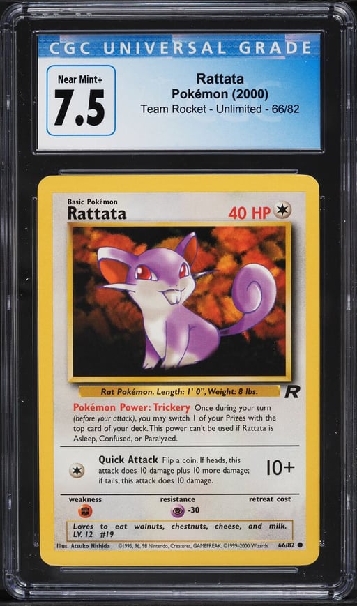 2000 Pokemon Team Rocket Rattata #66 CGC 7.5 NRMT+