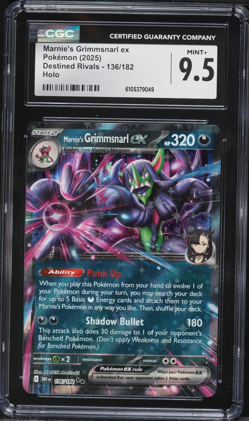 2025 Pokemon Scarlet & Violet Destined Rivals Holo Marnie's Grimmsnarl EX #136 CGC 9.5 MINT+