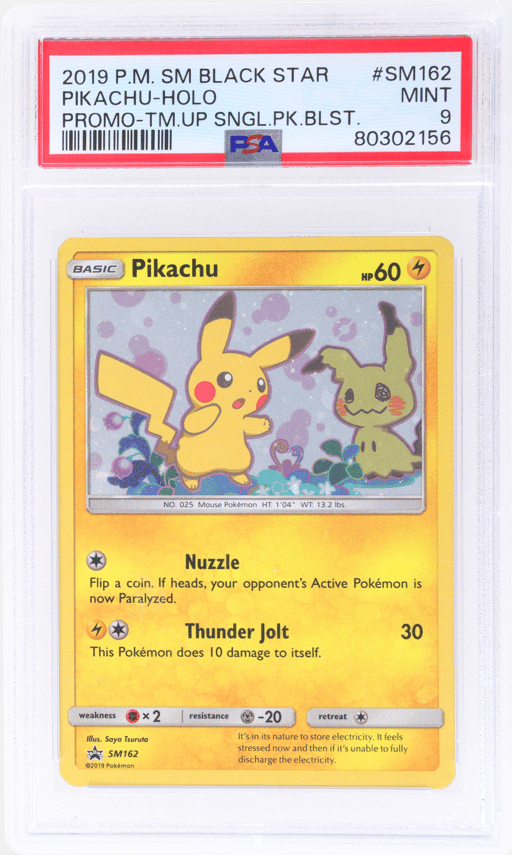 2019 Pokemon Sun and Moon Black Star Promo Team Up Single Pack Blisters Holo Pikachu #SM162 PSA 9