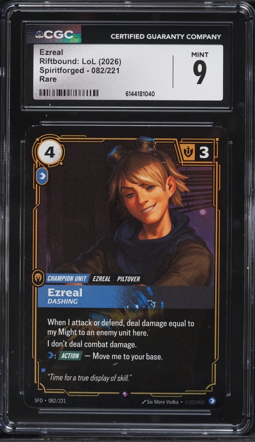 2026 Riftbound League Of Legends LoL Spiritforged Ezreal #82 CGC 9 MINT