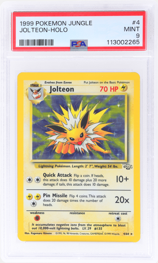 1999 Pokemon Jungle Holo Jolteon #4 PSA 9