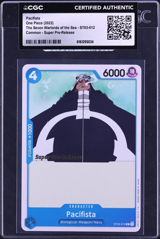 2022 One Piece The Seven Warlords Of The Sea Super Pre-Release Pacifista #ST03-012 CGC AUTH