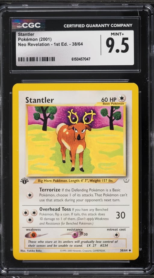2001 Pokemon Neo Revelation 1st Edition Stantler #38 CGC 9.5 MINT+