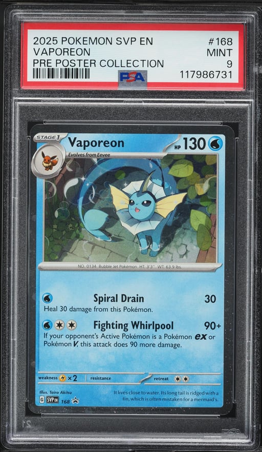 2025 Pokemon SV Black Star Promo Poster Collection Vaporeon #168 PSA 9 MINT