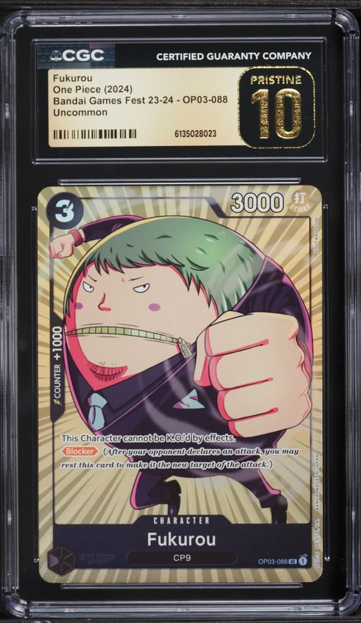 2024 One Piece Bandai Games Fest '23-'24 Fukurou #OP03-088 CGC 10 PRISTINE