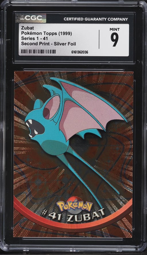 1999 Topps Pokemon Series 1 Silver Foil Zubat #41 CGC 9 MINT