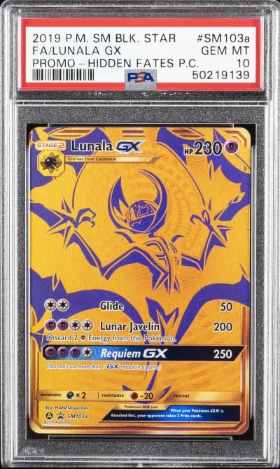 2019 POKEMON SM BLACK STAR PROMO #SM103A FULL ART/LUNALA GX PSA 10