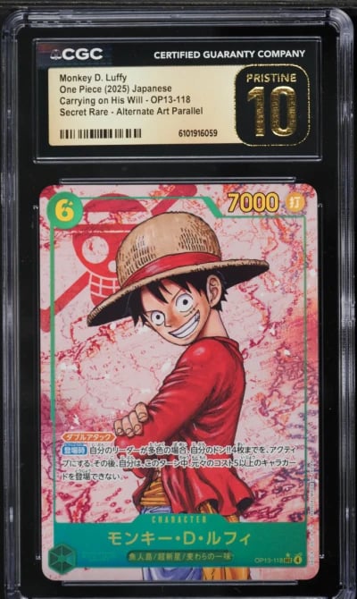 2025 One Piece Japanese Carrying On His Will Alt Art Monkey D. Luffy #OP13-118 CGC 10 PRISTINE