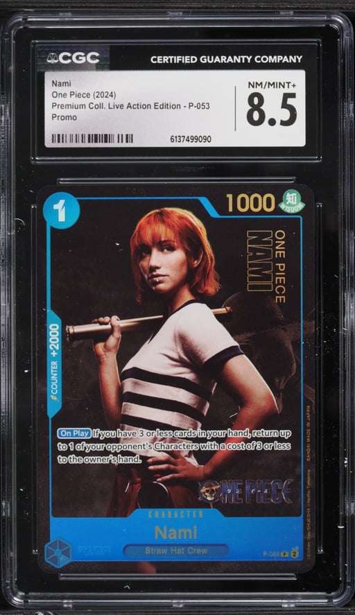 2024 One Piece Promo Premium Collection Live Action Edition Alt Art Nami #P-053 CGC 8.5 NM-MT+
