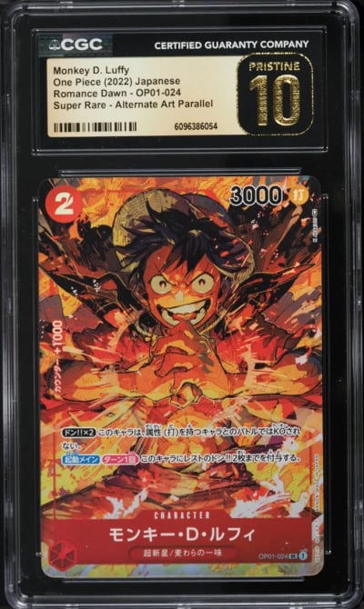 2022 One Piece Japanese Romance Dawn Alt Art Monkey D. Luffy #OP01-024 CGC 10 PRISTINE