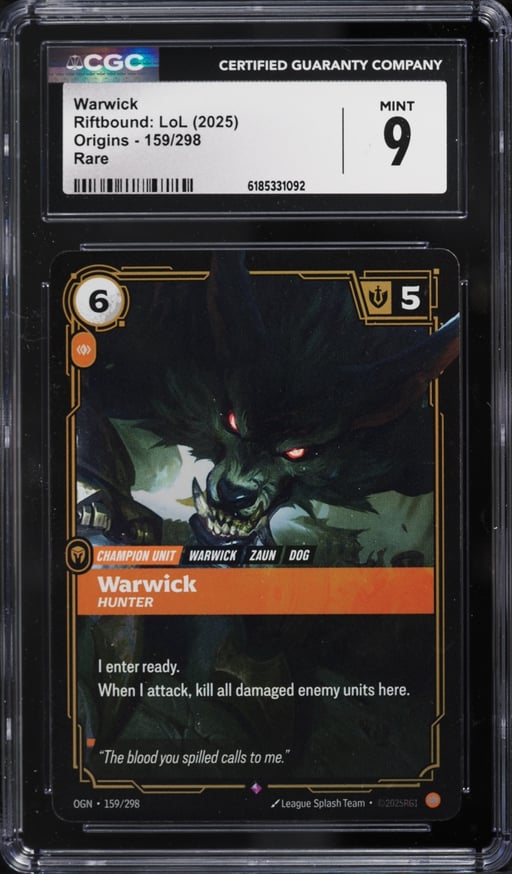 2025 Riftbound League Of Legends LOL Origins Warwick #159 CGC 9 MINT