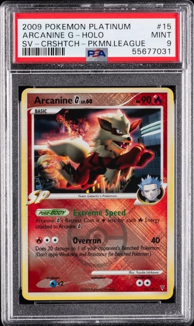 2009 POKEMON PLATINUM SUPREME VICTORS CROSSHATCH #15 ARCANINE G-HOLO PSA 9