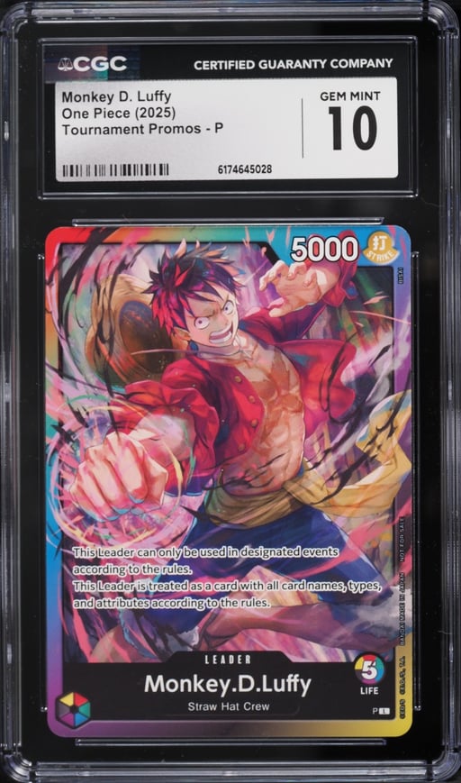 2025 One Piece Tournament Promo Leader Monkey D. Luffy #P CGC 10 GEM MINT